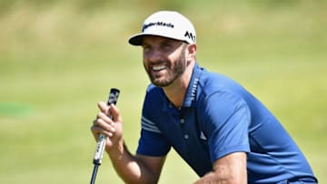 SOUTHPORT, ENGLAND - JULY 17: Dustin Johnson of the United States smiles during a practice round prior to the 146th Open Championship at Royal Birkdale on July 17, 2017 in Southport, England. (Photo by Stuart Franklin/Getty Images)