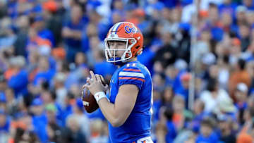 GAINESVILLE, FL - NOVEMBER 03: Kyle Trask #11 of the Florida Gators attempts a pass during the game against the Missouri Tigers at Ben Hill Griffin Stadium on November 3, 2018 in Gainesville, Florida. (Photo by Sam Greenwood/Getty Images)