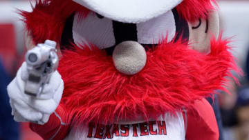 RALEIGH, NORTH CAROLINA - MARCH 17: Raider Red is seen before the Texas Tech Red Raiders take on the Butler Bulldogs in the first round of the 2016 NCAA Men's Basketball Tournament at PNC Arena on March 17, 2016 in Raleigh, North Carolina. (Photo by Grant Halverson/Getty Images)