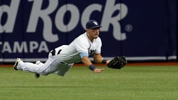 ST. PETERSBURG, FL - AUGUST 24: Center fielder Kevin Kiermaier