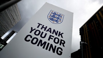 LONDON, ENGLAND - MARCH 27: A sign saying thank you for coming to the International Friendly match between England and Italy at Wembley Stadium on March 27, 2018 in London, England. (Photo by Catherine Ivill/Getty Images)