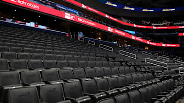 WASHINGTON, DC - MARCH 10: Seats are empty prior to the New York Knicks playing the Washington Wizards at Capital One Arena on March 10, 2020 in Washington, DC. NOTE TO USER: User expressly acknowledges and agrees that, by downloading and or using this photograph, User is consenting to the terms and conditions of the Getty Images License Agreement. (Photo by Patrick Smith/Getty Images)