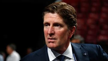 SUNRISE, FL - JUNE 26: Head coach Mike Babcock of the Toronto Maple Leafs looks on prior to the first round of the 2015 NHL Draft at BB