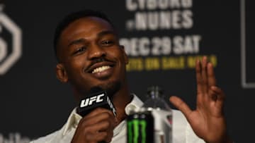 NEW YORK, NEW YORK - NOVEMBER 02: Jon Jones interacts with the media during the UFC 232 press conference inside Hulu Theater at Madison Square Garden on November 2, 2018 in New York, New York. (Photo by Jeff Bottari/Zuffa LLC/Zuffa LLC via Getty Images)