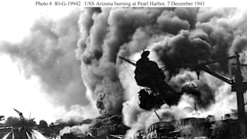 The bombing of Pearl Harbor, December 7, 1941, a day the New York Rangers chose to play. (Photo courtesy of U.S. Navy/Newsmakers)