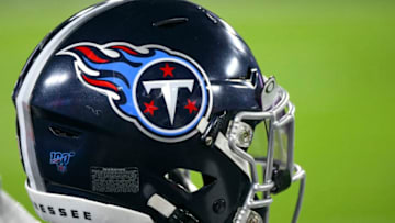 BALTIMORE, MD - JANUARY 11: A view of a Tennessee Titans helmer on January 11, 2020, at M&T Bank Stadium in Baltimore, MD. in the AFC Divisional Playoff game against the Baltimore Ravens. (Photo by Mark Goldman/Icon Sportswire via Getty Images)