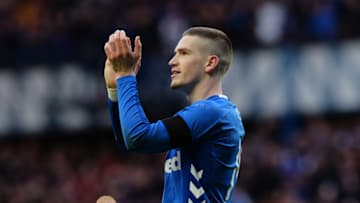 GLASGOW, SCOTLAND - DECEMBER 29: Ryan Kent of Ranger celebrates at the final whistle as Rangers beat Celtic 1-0 during the Ladbrokes Scottish Premiership match between Rangers and Celtic at Ibrox Stadium on December 29, 2018 in Glasgow, Scotland. (Photo by Mark Runnacles/Getty Images)