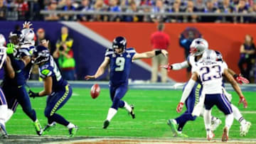 Feb 1, 2015; Glendale, AZ, USA; Seattle Seahawks punter Jon Ryan (9) in Super Bowl XLIX against the New England Patriots at University of Phoenix Stadium. Mandatory Credit: Andrew Weber-USA TODAY Sports