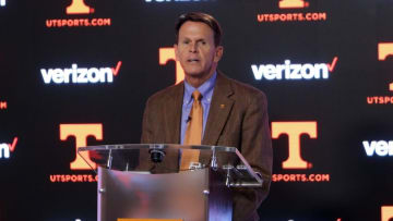 Feb 25, 2016; Knoxville, TN, USA; Tennessee Volunteers Vice Chancellor/Director of athletics Dave Hart speaks at the Brenda Lawson Athletic Center. Mandatory Credit: Randy Sartin-USA TODAY Sports
