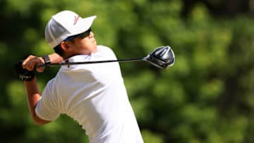 RIDGELAND, SOUTH CAROLINA - JUNE 12: Tain Lee plays his shot from the 12th tee during the third round of the Palmetto Championship at Congaree on June 12, 2021 in Ridgeland, South Carolina. (Photo by Mike Ehrmann/Getty Images)