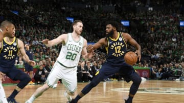 BOSTON, MA - APRIL 17: Tyreke Evans #12 of the Indiana Pacers handles the ball against the Boston Celtics in Game Two of Round One of the 2019 NBA Playoffs against the Boston Celtics on April 17, 2019 at the TD Garden in Boston, Massachusetts. NOTE TO USER: User expressly acknowledges and agrees that, by downloading and or using this photograph, User is consenting to the terms and conditions of the Getty Images License Agreement. Mandatory Copyright Notice: Copyright 2019 NBAE (Photo by Brian Babineau/NBAE via Getty Images)