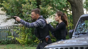 CHICAGO P.D. -- "Under the Skin" Episode 1008 -- Pictured: (l-r) Patrick John Flueger as Adam Ruzek, Marina Squerciati as Kim Burgess -- (Photo by: Lori Allen/NBC)