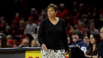 COLLEGE PARK, MD - JANUARY 20: Head Coach Coquese Washington of the Penn State Lady Lions watches the game against the Maryland Terrapins at Xfinity Center on January 20, 2019 in College Park, Maryland. (Photo by G Fiume/Maryland Terrapins/Getty Images)