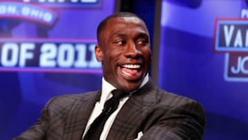 DALLAS, TX - FEBRUARY 5: Shannon Sharpe looks on after being inducted into the 2011 Pro Football Hall of Fame class during an announcement at the Super Bowl XLV media center on February 5, 2011 in Dallas, Texas. (Photo by Joe Robbins/Getty Images)