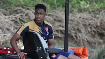 ST ALBANS, ENGLAND - MAY 07: Danny Welbeck of Arsenal rests after a training session at London Colney on May 7, 2016 in St Albans, England. (Photo by Stuart MacFarlane/Arsenal FC via Getty Images)