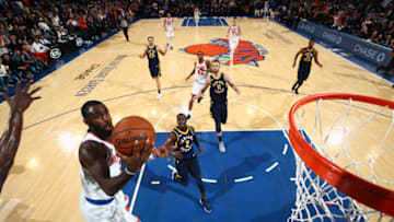 NEW YORK, NY - NOVEMBER 5: Tim Hardaway Jr. #3 of the New York Knicks goes to the basket against the Indiana Pacers on November 5, 2017 at Madison Square Garden in New York City, New York. Copyright 2017 NBAE (Photo by Nathaniel S. Butler/NBAE via Getty Images)
