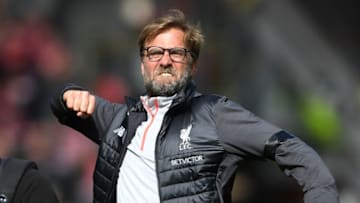 LIVERPOOL, ENGLAND - APRIL 01: Jurgen Klopp, Manager of Liverpool celebrates after the Premier League match between Liverpool and Everton at Anfield on April 1, 2017 in Liverpool, England. (Photo by Gareth Copley/Getty Images)