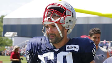 Jul 30, 2016; Foxborough, MA, USA; New England Patriots defensive end Rob Ninkovich (50) leaves the field after training camp at Gillette Stadium. Mandatory Credit: Winslow Townson-USA TODAY Sports