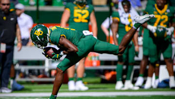 Oct 9, 2021; Waco, Texas, USA; Baylor Bears wide receiver Tyquan Thornton (9) in action during the game between the Baylor Bears and the West Virginia Mountaineers at McLane Stadium. Mandatory Credit: Jerome Miron-USA TODAY Sports