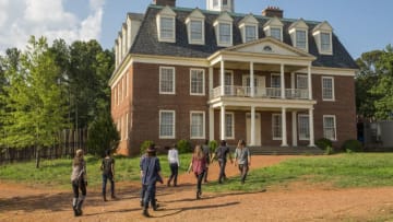 Christian Serratos as Rosita Espinosa, Sonequa Martin-Green as Sasha Williams, Chandler Riggs as Carl Grimes, Katelyn Nacon as Enid, Lauren Cohan as Maggie Greene, Andrew Lincoln as Rick Grimes, Norman Reedus as Daryl Dixon, Tom Payne as Paul 'Jesus' Rovia - The Walking Dead _ Season 7, Episode 8 - Photo Credit: Gene Page/AMC