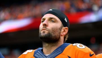 Jan 11, 2015; Denver, CO, USA; Denver Broncos wide receiver Wes Welker (83) against the Indianapolis Colts in the 2014 AFC Divisional playoff football game at Sports Authority Field at Mile High. The Colts defeated the Broncos 24-13. Mandatory Credit: Mark J. Rebilas-USA TODAY Sports