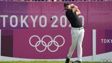 Jul 29, 2021; Tokyo, Japan; Thomas Pieters (BEL) tees off on the first hole during round one of the men's individual stroke play of the Tokyo 2020 Olympic Summer Games at Kasumigaseki Country Club. Mandatory Credit: Kyle Terada-USA TODAY Sports