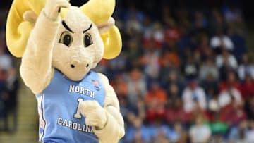 GREENSBORO, NORTH CAROLINA - MARCH 11: Rameses, the North Carolina Tar Heels mascot, cheers during their game against the Syracuse Orange in the second round of the 2020 Men's ACC Basketball Tournament at Greensboro Coliseum on March 11, 2020 in Greensboro, North Carolina. (Photo by Jared C. Tilton/Getty Images)