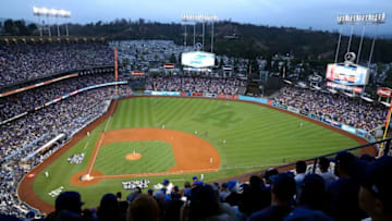 LOS ANGELES, CA - OCTOBER 31: A general view during the first inning of game six of the 2017 World Series between the Houston Astros and the Los Angeles Dodgers at Dodger Stadium on October 31, 2017 in Los Angeles, California. (Photo by Joe Scarnici/Getty Images)