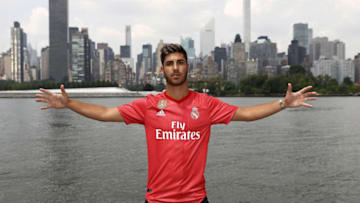 NEW YORK, NY - AUGUST 06: Marco Asensio of Real Madrid poses during the new third kit launch on August 6, 2018 in New York, NY. (Photo by Helios de la Rubia/Real Madrid via Getty Images)