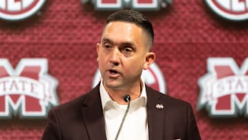 Oct 18, 2022; Mountain Brook, Alabama, US; Mississippi State women’s head coach Sam Purcell speaks to the media at the SEC Media days. Mandatory Credit: Marvin Gentry-USA TODAY Sports