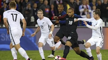 WASHINGTON, DC - OCTOBER 11: Terrence Boyd #18 of United States dribbles past Michael McGlinchey #8 of New Zealand in the second half during an International Friendly at RFK Stadium on October 11, 2016 in Washington, DC. (Photo by Patrick Smith/Getty Images)