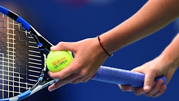 Czech Republic's Karolina Pliskova prepares to serve the ball to Poland's Magda Linette during their 2017 US Open Women's Singles match at the USTA Billie Jean King National Tennis Center in New York on August 29, 2107. / AFP PHOTO / Jewel SAMAD (Photo credit should read JEWEL SAMAD/AFP via Getty Images)
