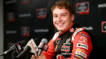 RICHMOND, VIRGINIA - SEPTEMBER 19: NASCAR Xfinity Series driver Christopher Bell speaks to the media during the NASCAR Xfinity Series Playoffs Media Day on September 19, 2019 in Richmond, Virginia. (Photo by Sean Gardner/Getty Images)