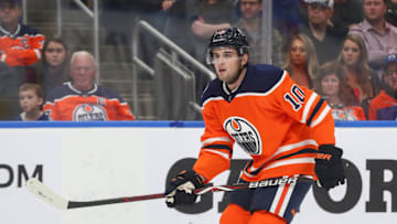 EDMONTON, AB - DECEMBER 27: Edmonton Oilers Defenceman Chris Wideman (10) in game action in the first period during the Edmonton Oilers game versus the Vancouver Canucks on December 27, 2018 at Rogers Place in Edmonton, AB. (Photo by Curtis Comeau/Icon Sportswire via Getty Images)