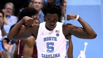 CHAPEL HILL, NORTH CAROLINA - FEBRUARY 23: Nassir Little #5 of the North Carolina Tar Heels reacts after a dunk against the Florida State Seminoles during the first half of their game at the Dean Smith Center on February 23, 2019 in Chapel Hill, North Carolina. (Photo by Grant Halverson/Getty Images)