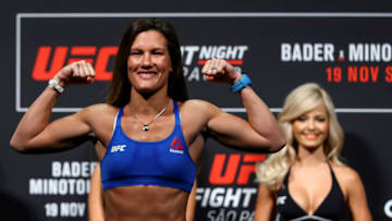 SAO PAULO, BRAZIL - NOVEMBER 18: Cortney Casey of the United States steps on the scale during the UFC Fight Night weigh-in at Ibirapuera gymnasium on November 18, 2016 in Sao Paulo, Brazil. (Photo by Buda Mendes/Zuffa LLC/Zuffa LLC via Getty Images)