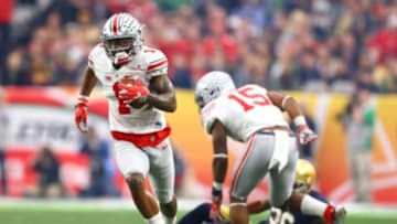 Jan 1, 2016; Glendale, AZ, USA; Ohio State Buckeyes wide receiver Braxton Miller (1) against the Notre Dame Fighting Irish during the 2016 Fiesta Bowl at University of Phoenix Stadium. The Buckeyes defeated the Fighting Irish 44-28. Mandatory Credit: Mark J. Rebilas-USA TODAY Sports