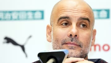 TOKYO, JAPAN - JULY 22: : Pep Guardiola of Manchester Cityspeaks during the Manchester City press conference at the National Stadium on July 22, 2023 in Tokyo, Japan. (Photo by Koji Watanabe/Getty Images)