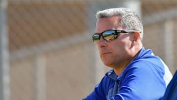 Kansas City Royals general manager Dayton Moore during a spring training workout in Surprise, Ariz., on February 17, 2017. (John Sleezer/Kansas City Star/TNS via Getty Images)