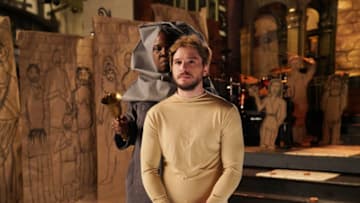 SATURDAY NIGHT LIVE -- "Kit Harington" Episode 1763 -- Pictured: (l-r) Leslie Jones and host Kit Harington during Promos in studio 8H on Tuesday, April 2, 2019 -- (Photo by: Rosalind O'Connor/NBC)