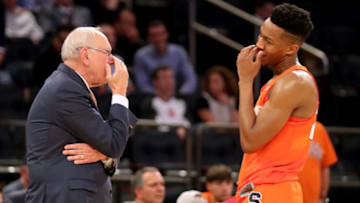 NEW YORK, NY - DECEMBER 05: Head Coach Jim Boeheim and Tyus Battle