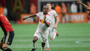 ATLANTA, GA - NOVEMBER 25: New York's Bradley Wright-Phillips (99) moves the ball up the field during the MLS Eastern Conference final match between Atlanta United and New York Red Bulls on November 25th, 2018 at Mercedes-Benz Stadium in Atlanta, GA. (Photo by Rich von Biberstein/Icon Sportswire via Getty Images)