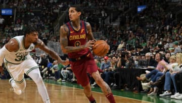 Cleveland Cavaliers guard Jordan Clarkson with the ball. (Photo by Brian Babineau/NBAE via Getty Images)