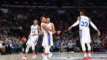 PHILADELPHIA,PA - MARCH 17: Justin Anderson #23 of the Philadelphia 76ers gets the crowd pumped up against the Dallas Mavericks at Wells Fargo Center on March 17, 2017 in Philadelphia, Pennsylvania NOTE TO USER: User expressly acknowledges and agrees that, by downloading and/or using this Photograph, user is consenting to the terms and conditions of the Getty Images License Agreement. Mandatory Copyright Notice: Copyright 2017 NBAE (Photo by Jesse D. Garrabrant/NBAE via Getty Images)