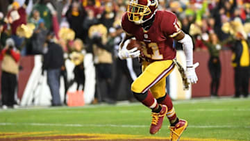 Nov 20, 2016; Landover, MD, USA; Washington Redskins wide receiver DeSean Jackson (11) scores a touchdown against the Green Bay Packers during the first half at FedEx Field. Mandatory Credit: Brad Mills-USA TODAY Sports