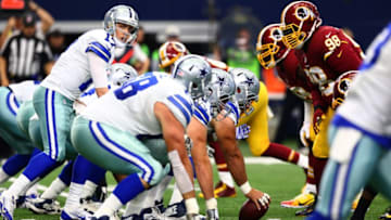 Kellen Moore #17 of the Dallas Cowboys prepares to take the snap against the Washington Redskins during the first half at AT&T Stadium on January 3, 2016 in Arlington, Texas. (Photo by Ronald Martinez/Getty Images)