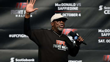HALIFAX, NS - OCTOBER 3: UFC event coordinator Burt Watson interacts with the crowd during the UFC Fight Night weigh-in at the Scotiabank Centre on October 3, 2014 in Halifax, Nova Scotia, Canada. (Photo by Jeff Bottari/Zuffa LLC/Zuffa LLC via Getty Images)