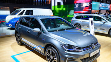 BRUSSELS, BELGIUM - JANUARY 9: Volkswagen Golf GTE plug-in hybrid hatchback car on display at Brussels Expo on January 9, 2020 in Brussels, Belgium. (Photo by Sjoerd van der Wal/Getty Images)