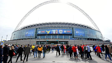 LONDON, ENGLAND - APRIL 03: A general view of the stadium prior to the Johnstone's Paint Trophy Final match between Oxford United and Barnsley at Wembley Stadium on April 3, 2016 in London, England. (Photo by Tom Dulat/Getty Images).