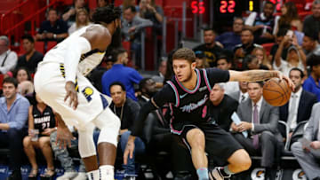 MIAMI, FL - NOVEMBER 09: Tyler Johnson #8 of the Miami Heat in action against the Indiana Pacers during the first half at American Airlines Arena on November 9, 2018 in Miami, Florida. NOTE TO USER: User expressly acknowledges and agrees that, by downloading and or using this photograph, User is consenting to the terms and conditions of the Getty Images License Agreement. (Photo by Michael Reaves/Getty Images)